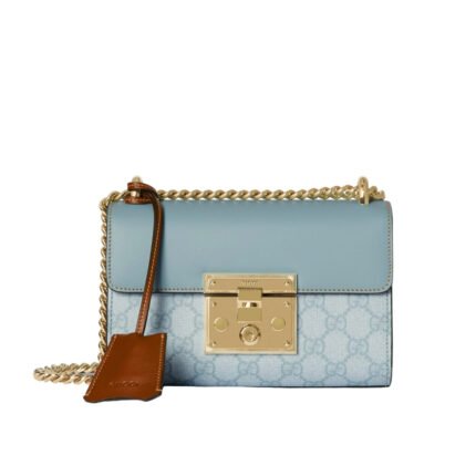 Gucci Padlock Small Shoulder GG Supreme Dusty Blue 20Cm ‎09487 FAD3R 8744