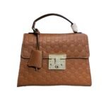 Gucci Padlock GG Supreme Top Handle Brown 28Cm