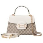 Gucci Horsebit 1955 Mini Top Handle Bag Beige Ebony 29Cm