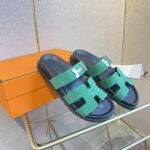 Hermes Chypre Sandal Suede H Logo Silver Hardware Green - Image 3