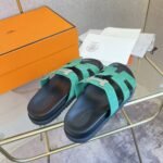 Hermes Chypre Sandal Suede H Logo Silver Hardware Green - Image 2
