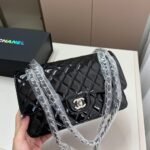 Chanel Medium Classic Double Flap Bag Patent Leather Black 26Cm - Image 2
