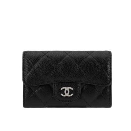Chanel Classic Card Holder Grain Leather Black With Silver Hardware 11Cm AP0214 Y01588 C3906