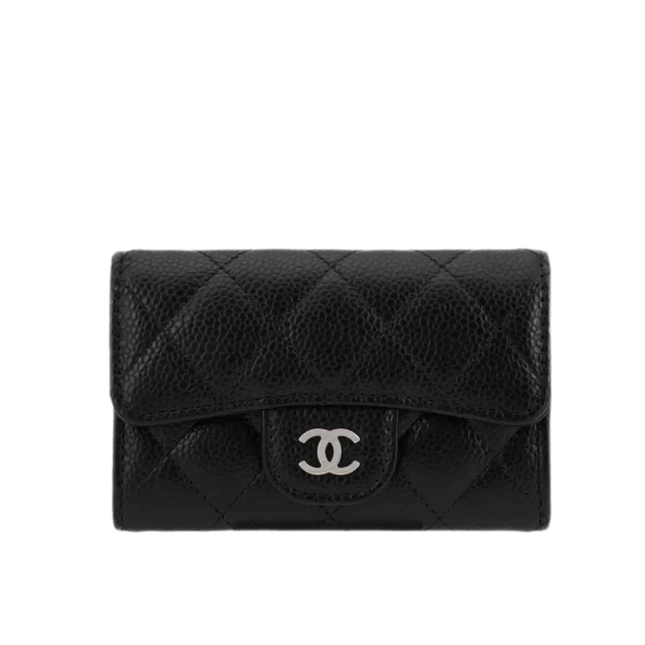 48-7 Chanel Classic Card Holder Grain Leather Black With Silver Hardware 11Cm AP0214 Y01588 C3906 - Image 1