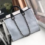 Chanel Deauville Tote White Gray 38cm A66941 - Image 9