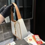 Saint Laurent Le 5 À 7 Linen Canvas Hobo Bag White And Brown 25Cm 657228FAAVH - Image 5