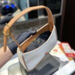 Saint Laurent Le 5 À 7 Linen Canvas Hobo Bag White And Brown 25Cm 657228FAAVH - Image 9