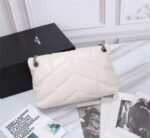 Saint Laurent Loulou Small Chain Bag In Matelassé Y White Silver 29Cm 494699DV7269207 - Image 4