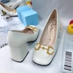 Gucci Women’S Mid Heel Pump With Horsebit White Leather 643886 C9D00 9022 - Image 4