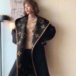 Louis Vuitton Hooded Wrap Coat Monogram Wool In Black - Image 6