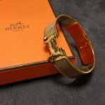 Hermes Clic H Wide Bracelet Gold & Beige - Image 5