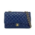 Chanel Classic Medium Flap Navy And Gold 25Cm