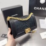 Chanel Boy Flap Bag Snake Leather Black 25Cm - Image 2