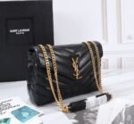 Saint Laurent Loulou Small Chain Bag In Matelassé Y Black Gold 23Cm 494699DV7271000 - Image 3