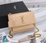 Saint Laurent Sunset Medium Chain Bag In Crocodile-Embossed Shiny Apricot 22Cm 442906DND0N9207 - Image 2