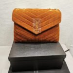 Saint Laurent Cinnamon Loulou Large Chain Bag In Suede Brown 31Cm - Image 2