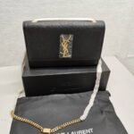 Saint Laurent Kate Medium Chain Bag In Grain De Poudre Black 24Cm 364021 BOW0J 1000 - Image 2