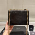 Saint Laurent Sunset Medium Chain Bag In Crocodile-Embossed Black 22Cm 442906DND0J1000 - Image 5