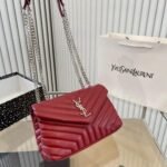 Saint Laurent Loulou Small Chain Bag In Quilted Y Wine Red 25Cm - Image 2