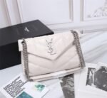 Saint Laurent Loulou Small Chain Bag In Matelassé Y White Silver 29Cm 494699DV7269207 - Image 2