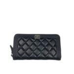 Chanel Boy Long Zipped Wallet Black 19.4Cm