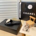 Chanel White Camellia Slides Black - Image 6