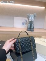 Chanel Mini Flap Bag With Gold Hardware Top Handle Black 21Cm AS2431 - Image 7