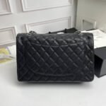 Chanel Maxi Classic Handbag Silver Hardware Black 33Cm - Image 9