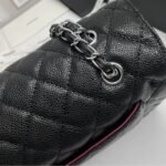 Chanel Maxi Classic Handbag Silver Hardware Black 33Cm - Image 7