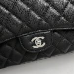 Chanel Maxi Classic Handbag Silver Hardware Black 33Cm - Image 8