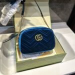 Gucci GG Marmont Small Camera Bag Velvet Dark Blue 23Cm - Image 2