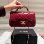 Chanel Classic Mini Flap Bag With Chain In Burgundy 21Cm - Image 2
