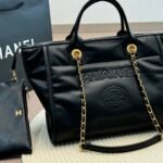 Chanel Large Deauville Shopping Bag Black 31Cm - Image 3