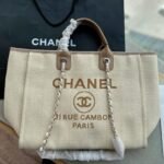Chanel Deauville Medium Tote Beige And Brown Canvas 38Cm - Image 2