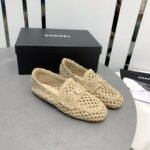 Chanel Leather CC Cap Toe Slip On Loafers White - Image 4