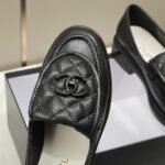 Chanel CC Nib Turnlock Moccasins Flat Loafers Black - Image 7