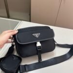 Prada Re Nylon And Saffiano Leather Shoulder Bag Black 24Cm 2VH133 2DMH F0002 XMP - Image 2