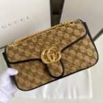 Gucci GG Marmont Shoulder Bag Beige And Black 26Cm 443497 HVKEG 9772 - Image 2
