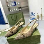 Gucci Women’S GG Canvas Slingback Pump Beige And Ebony Original GG Canvas 782627 2HK80 9763 - Image 2