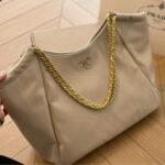 Prada Pomice Soft Calfskin Leather Chain Tote Bag Beige 38Cm - Image 2