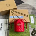 Gucci GG Marmont Matelassé Chevron Mini Bucket Bag Red 13Cm 575163 DTDHT 6832 - Image 2