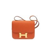 Hermes Constance Mini Epsom Gold Toned Hardware Orange 18Cm