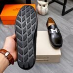Hermes Men’S Loafer Moccasin Polish Leather With H Silver In Black - Image 9