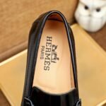 Hermes Men’S Loafer Moccasin Polish Leather With H Silver In Black - Image 6