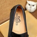 Hermes Men’S Loafer Moccasin Leather With H Silver Black - Image 7