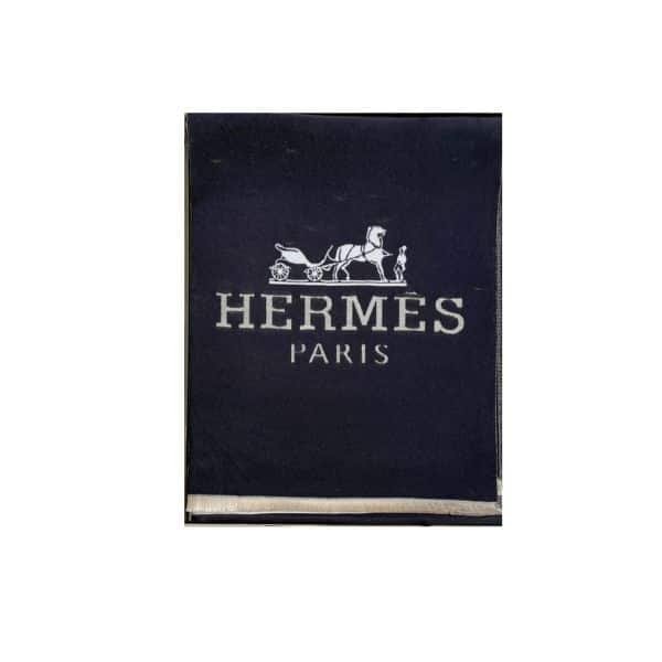 HS01-2 Hermes H Letter Cashmere Muffler Black - Image 1
