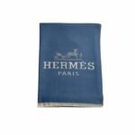 Hermes H Letter Cashmere Muffler Blue