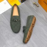 Louis Vuitton LV Damier Suede Leather Loafers In Dark Green - Image 5