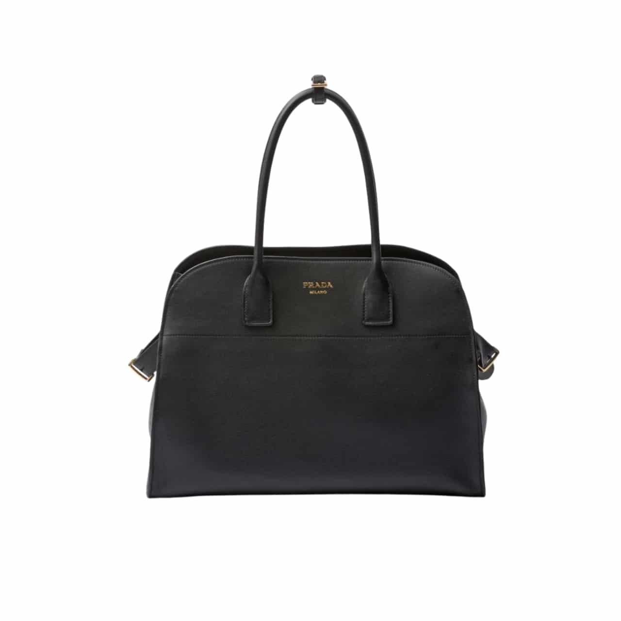 PRB-2-1 Prada Large Leather Tote Bag With Buckles Black 32Cm 1BG508 2CYS F0002 V OOO - Image 1