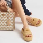 Prada Crochet Flatform Slides Brown - Image 5